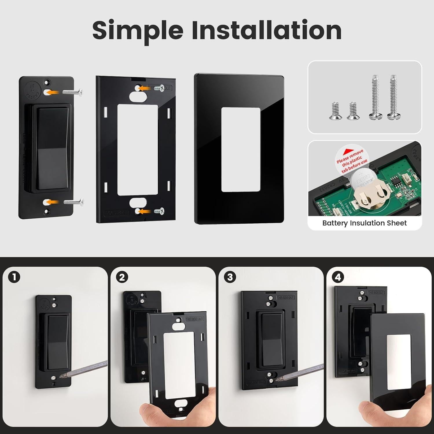 Interruptor de Luz Inalámbrico SURAIELEC Negro 15A 30.48m RF