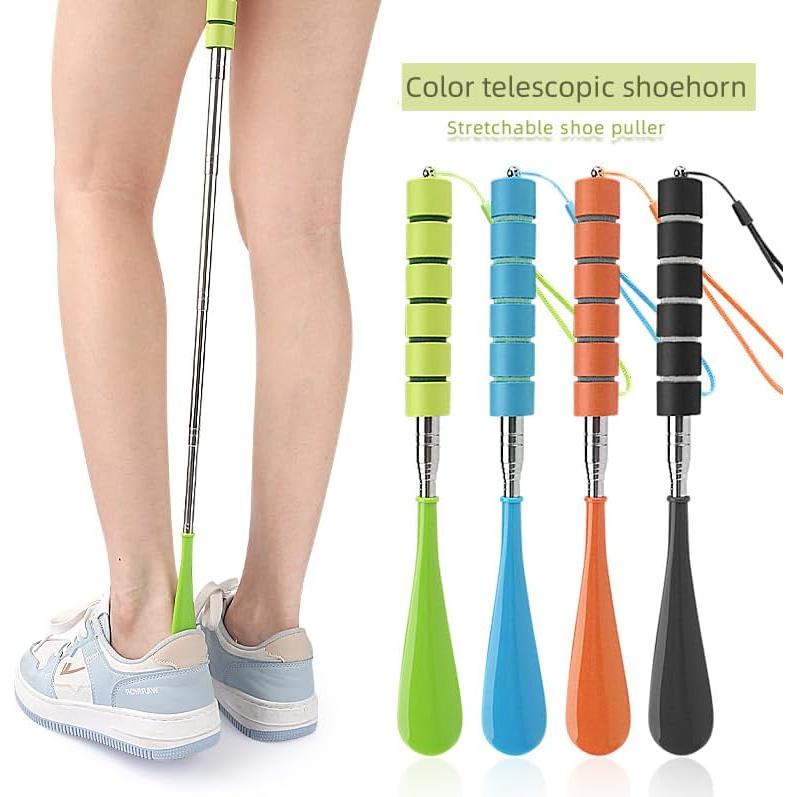 Cuerno de zapato retráctil de acero inoxidable con mango largo