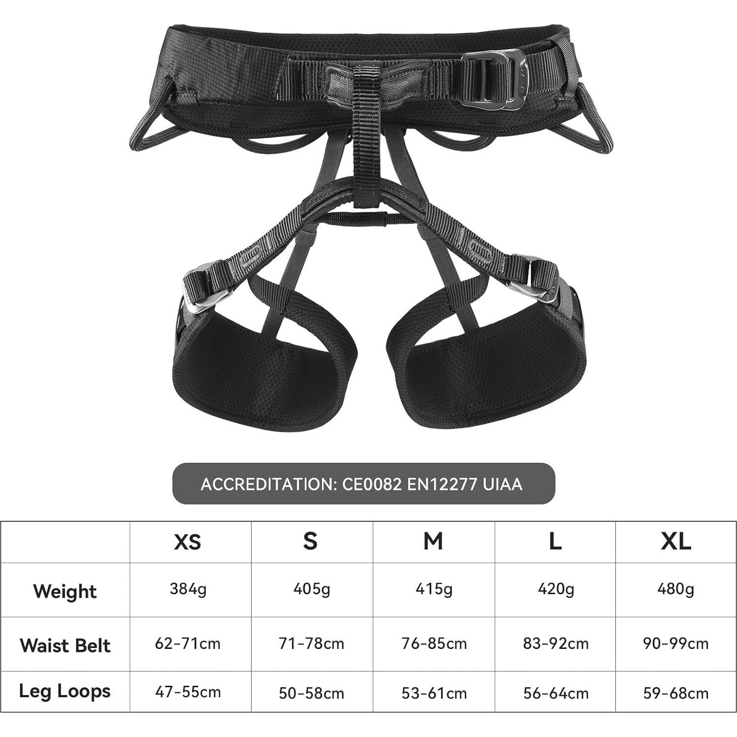 Arnés de Escalada KAILAS Airo Ajustable Negro 340g