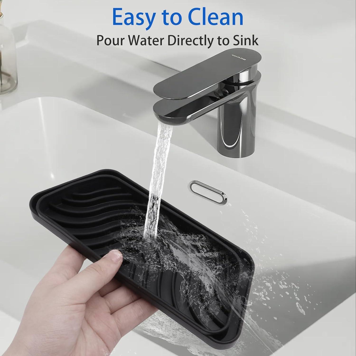 Bandejas de Goteo de Silicona ZHMEINA 2 Pcs Rectangulares Negras