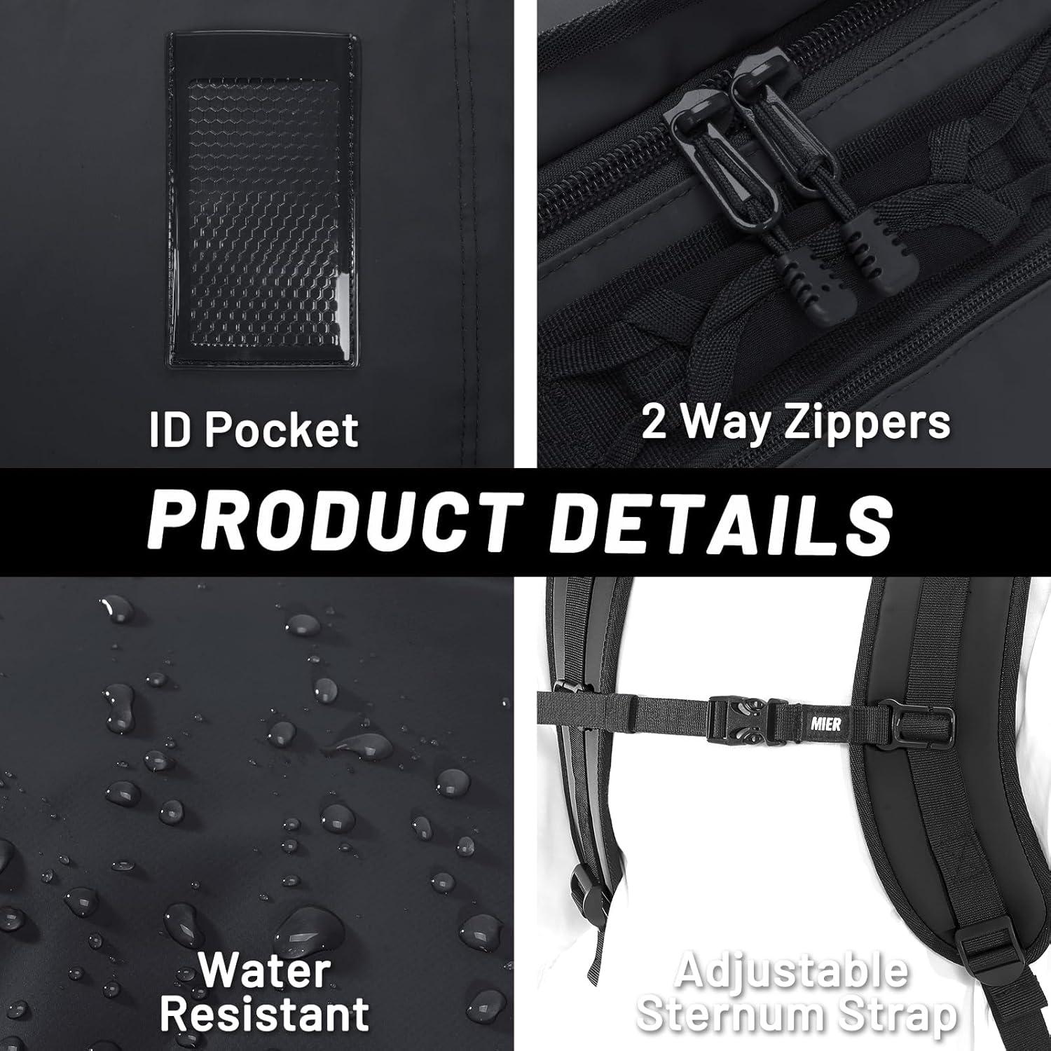 Mochila Duffel MIER 90L Resistente y a Prueba de Agua Negra