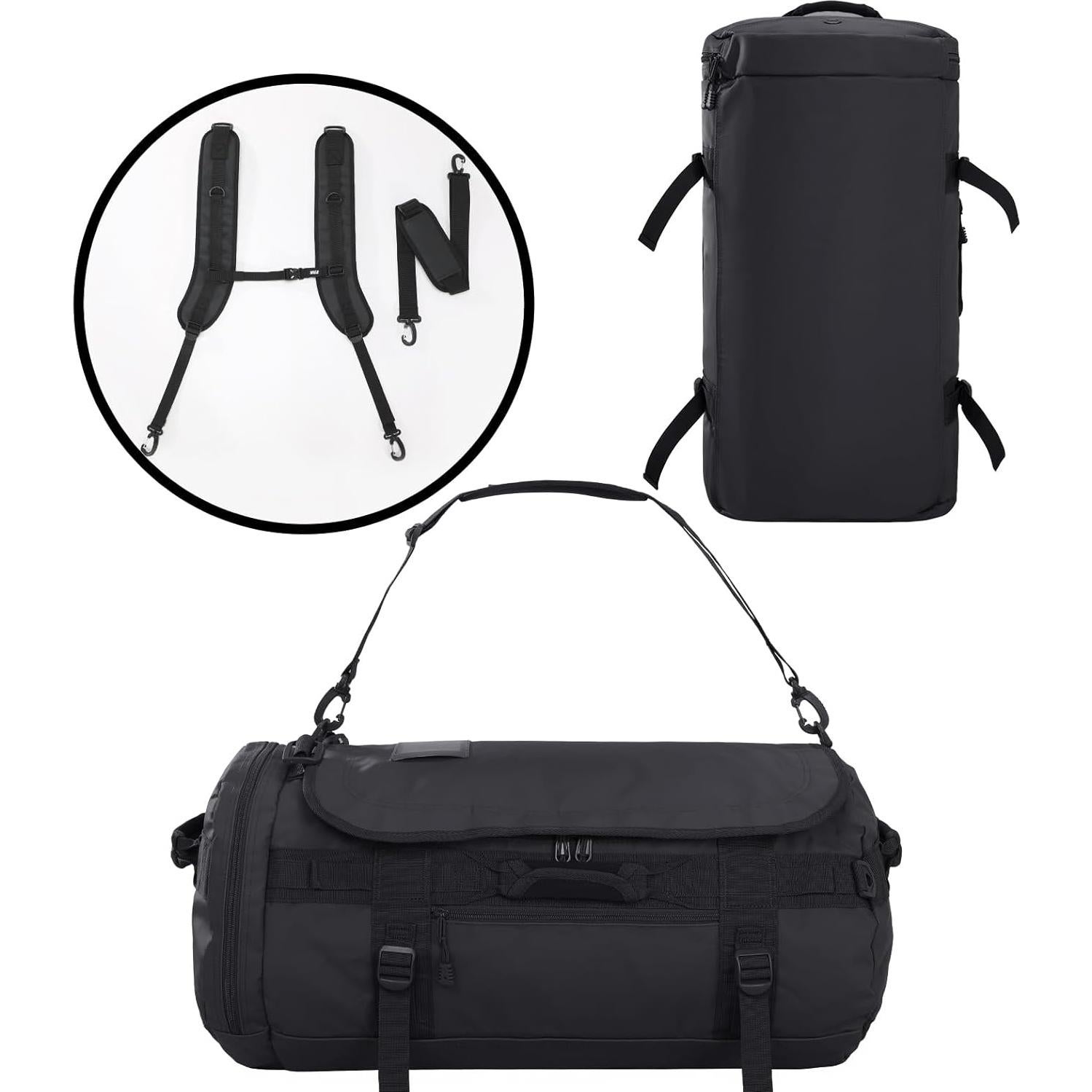 Mochila Duffel MIER 90L Resistente y a Prueba de Agua Negra