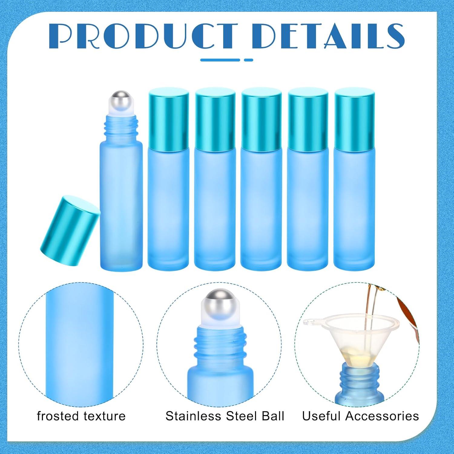 Sumind 150 Botellas de Rodillo de Vidrio 10 ml Azul Esmerilado