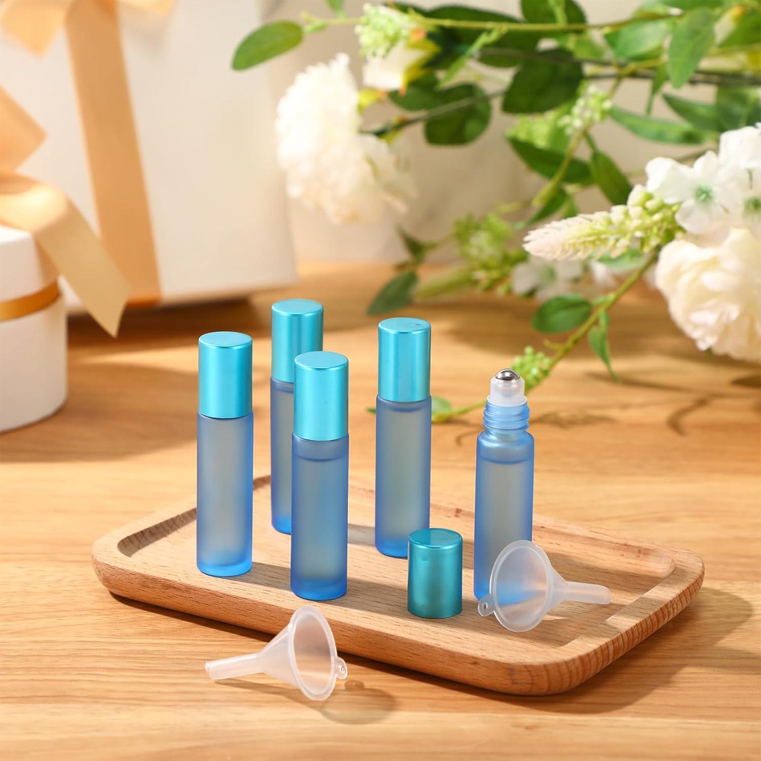 Sumind 150 Botellas de Rodillo de Vidrio 10 ml Azul Esmerilado