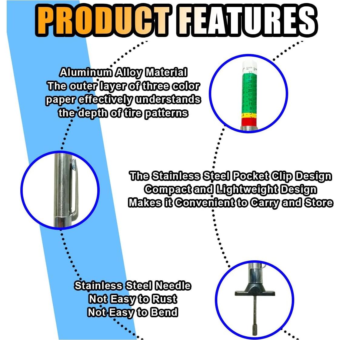 Medidor de Profundidad de Banda de Rodadura JOYCOURT 18g