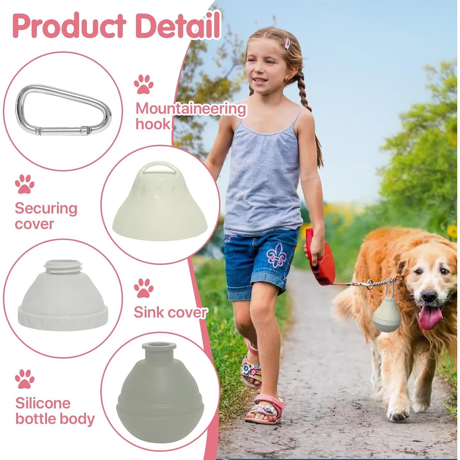 Botella de Agua para Perros DTOMCD 200ML Plegable Rosa