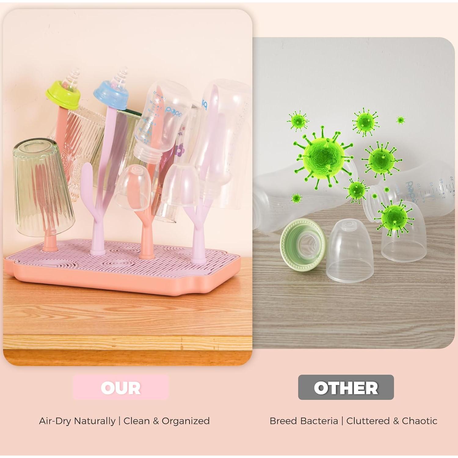 Organizador para Secar Biberones AMZCOM Morado/Rosa 30x18.5x27cm