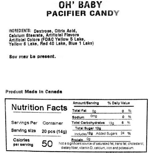 Dulces Oh Baby Chupetes Fruta 0.45 kg - Decoración Baby Shower