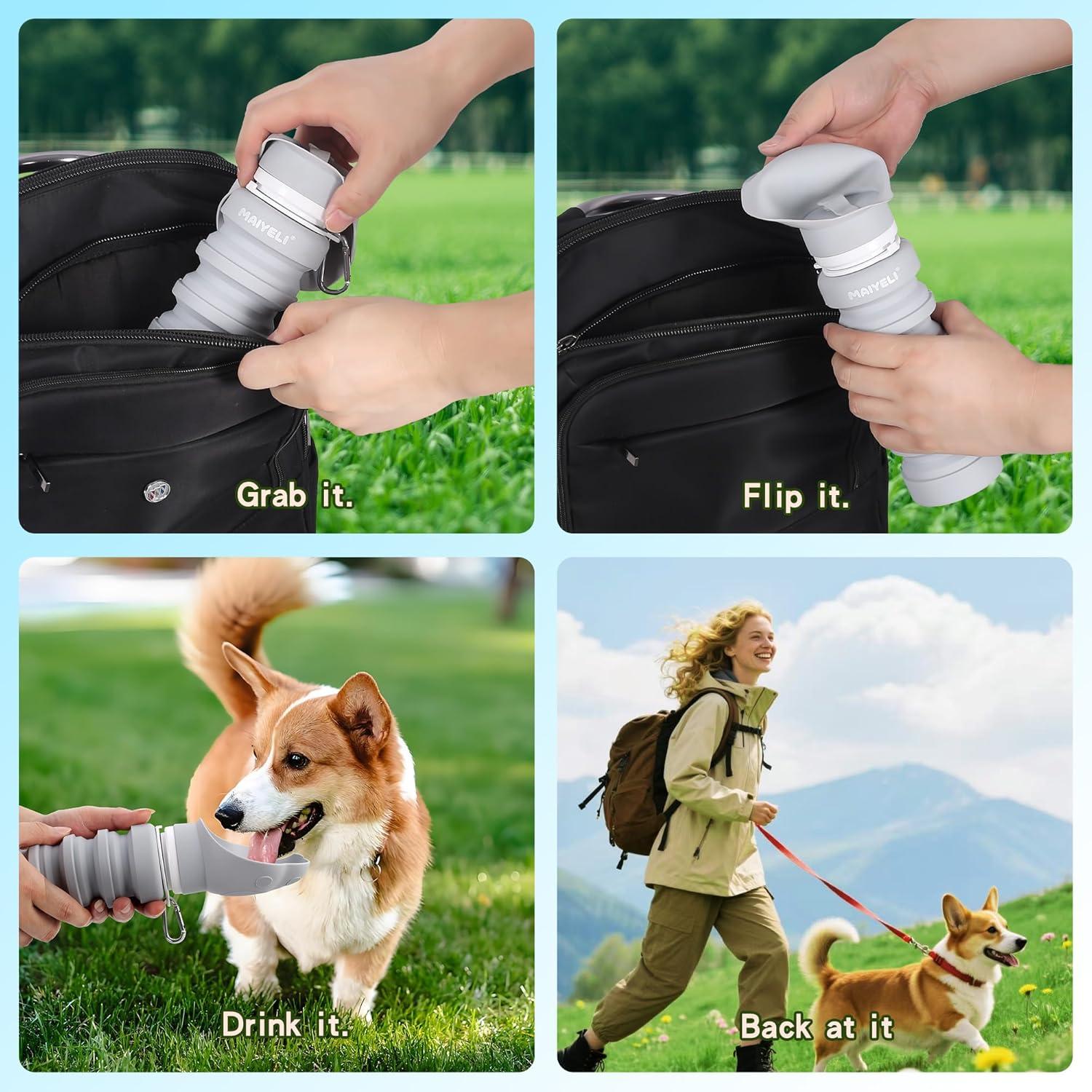 Botella de Agua Colapsable para Perros Maiyeli 550ml Silicona