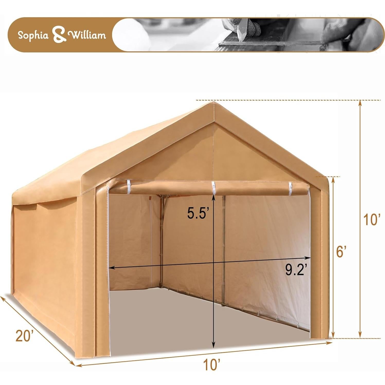 Carport Sophia & William 3x6 m con Paredes Laterales