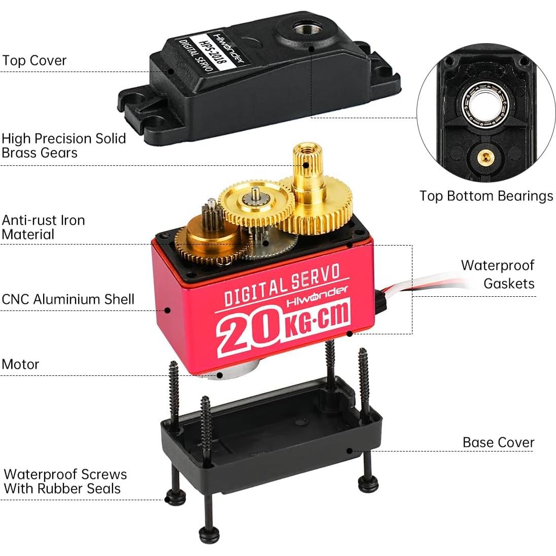 Servo Motor Digital 20KG LewanSoul LD-20MG 180° a Prueba de Agua