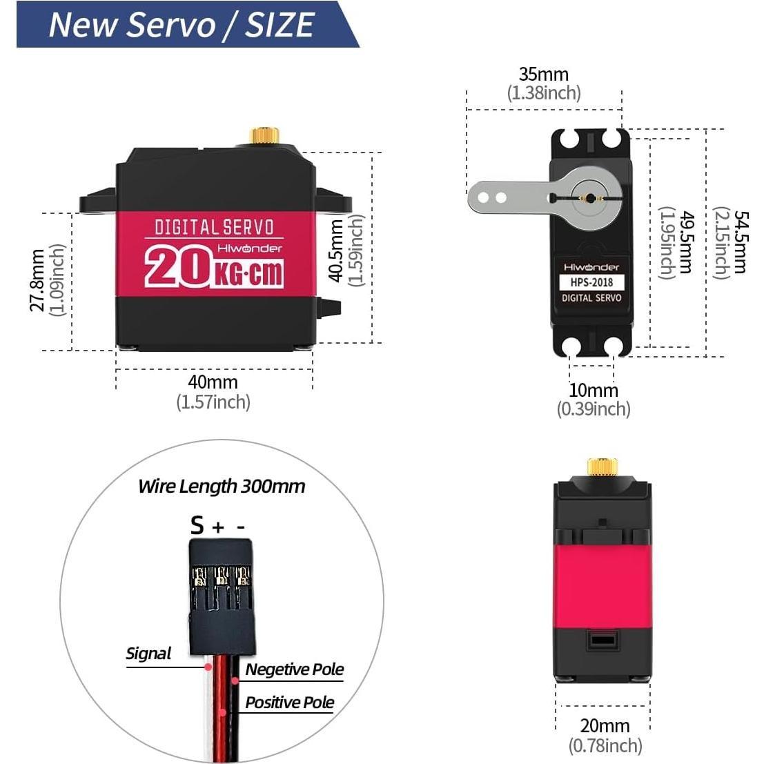 Servo Motor Digital 20KG LewanSoul LD-20MG 180° a Prueba de Agua