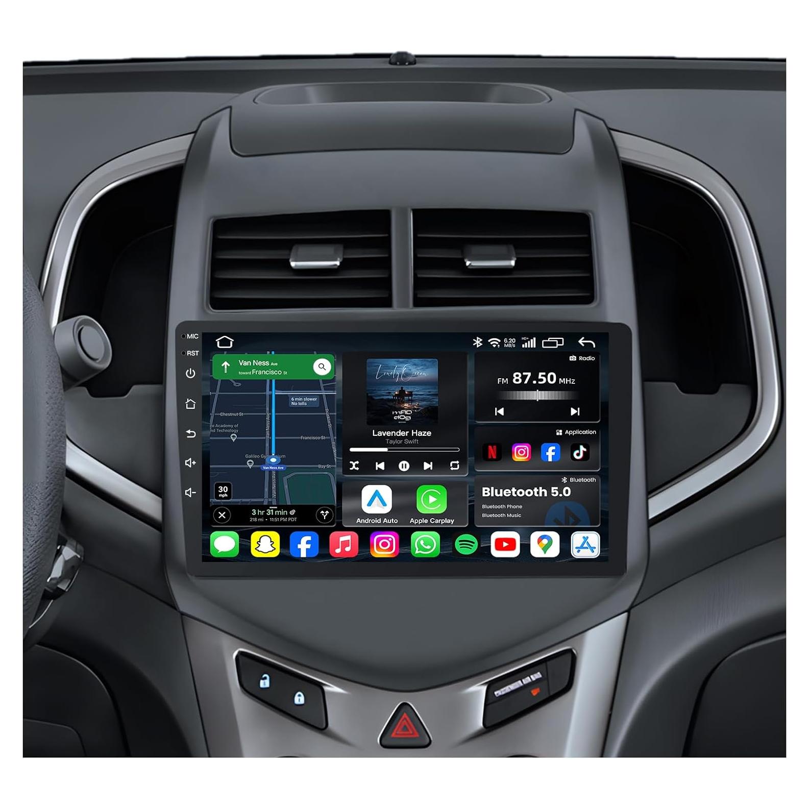 Radio Android 13 9" Jingelsye para Chevy Sonic Aveo 2012-2016