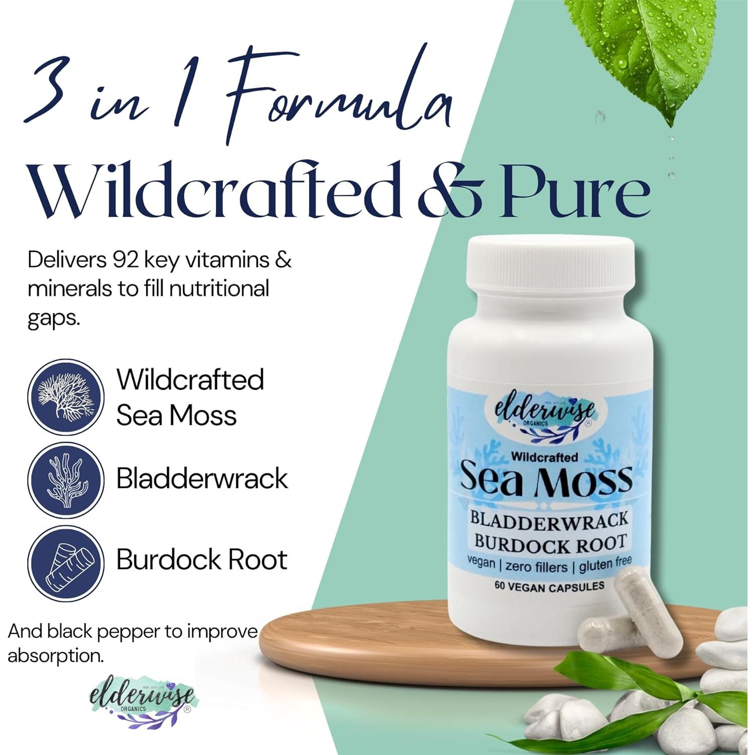 Cápsulas de Musgo Marino Elderwise 60 Veganas 1400 mg