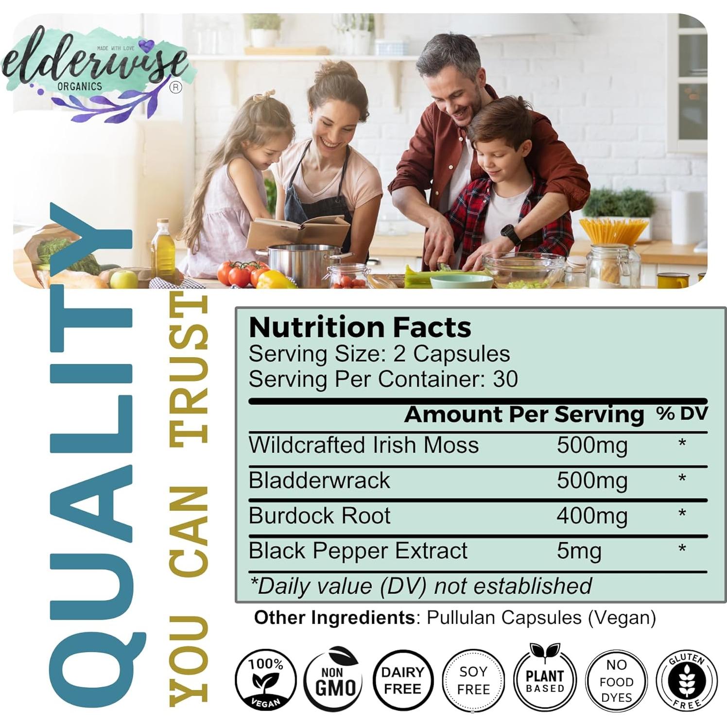 Cápsulas de Musgo Marino Elderwise 60 Veganas 1400 mg