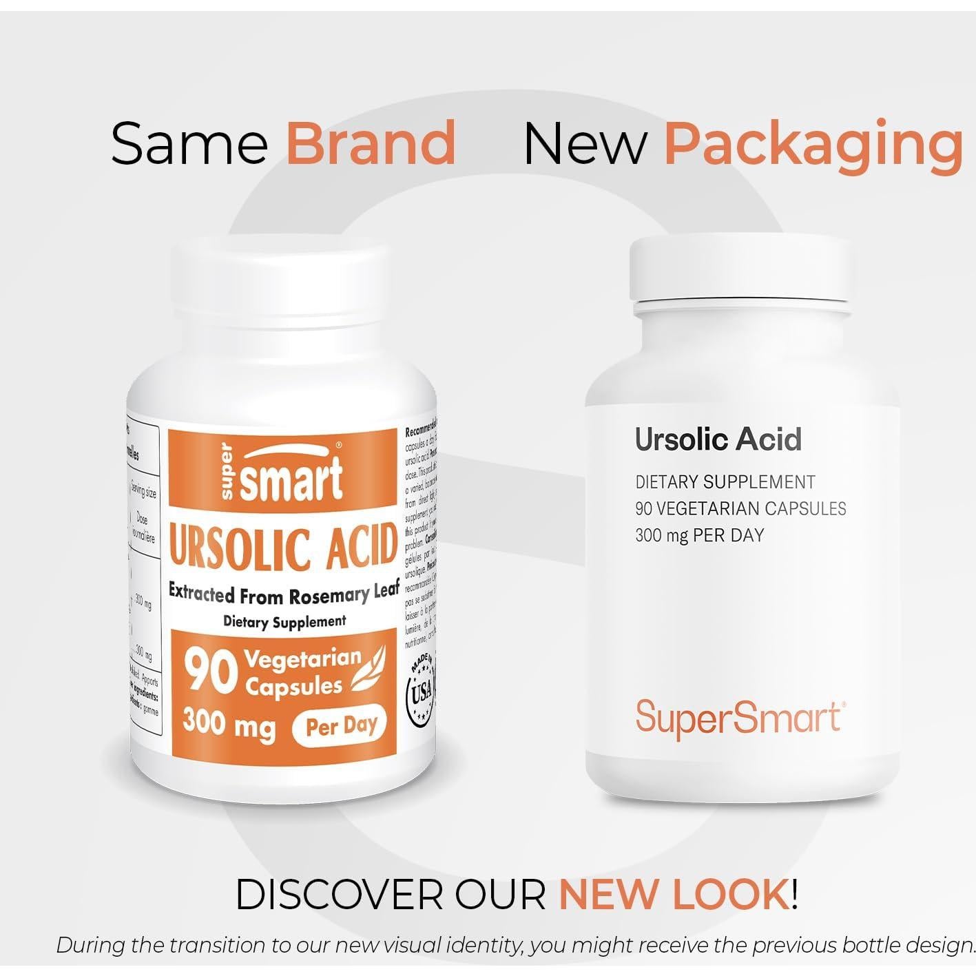 Suplemento de Ácido Ursolico 300mg Supersmart - 90 Cápsulas Veganas