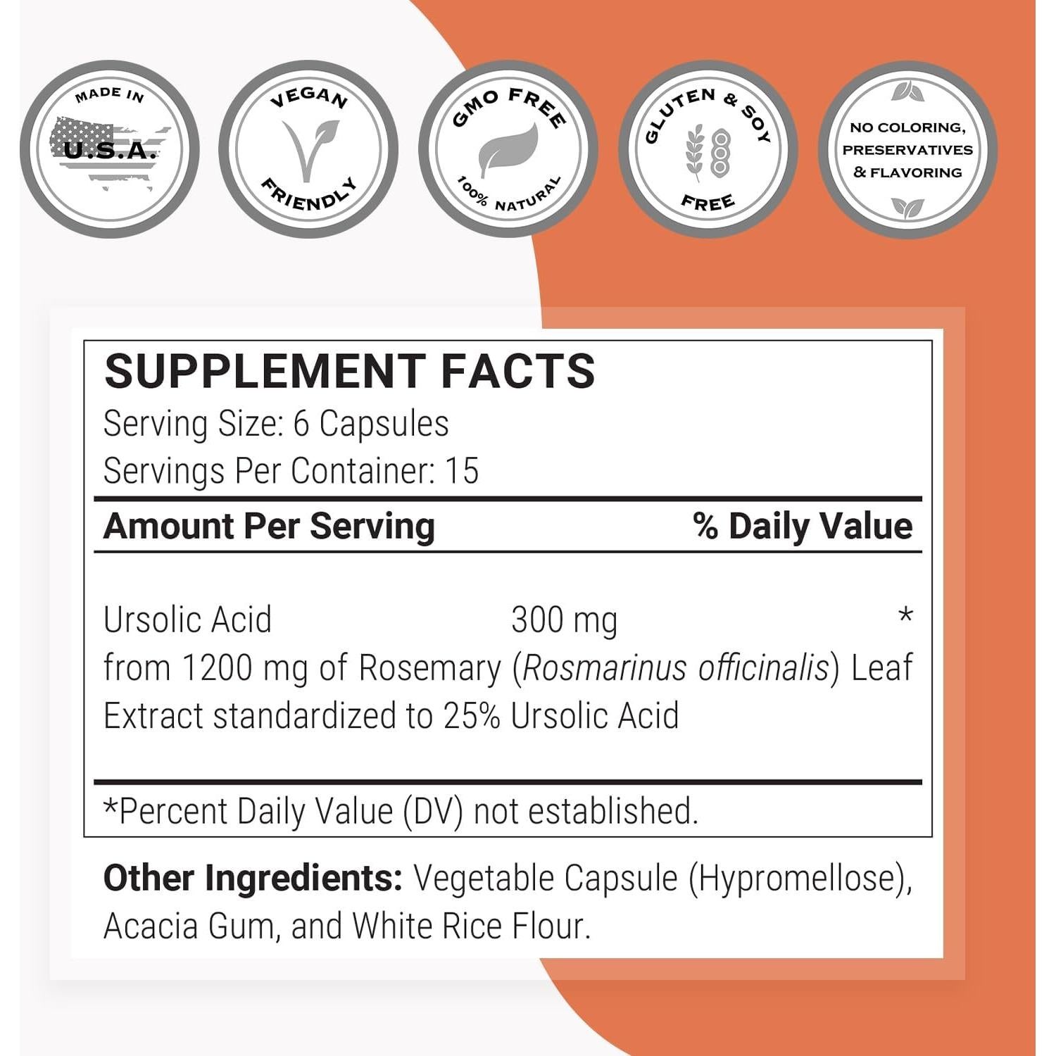Suplemento de Ácido Ursolico 300mg Supersmart - 90 Cápsulas Veganas