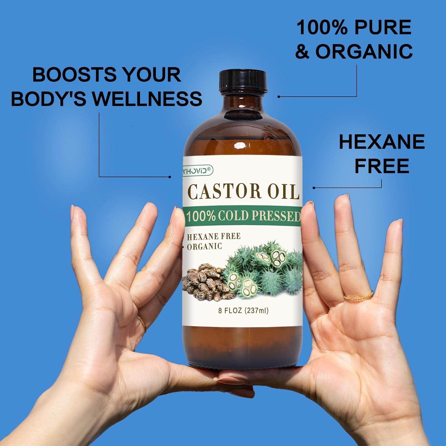 Paquete de 5 Aceites de Ricino Orgánico YHOVID 237ml y Envolturas