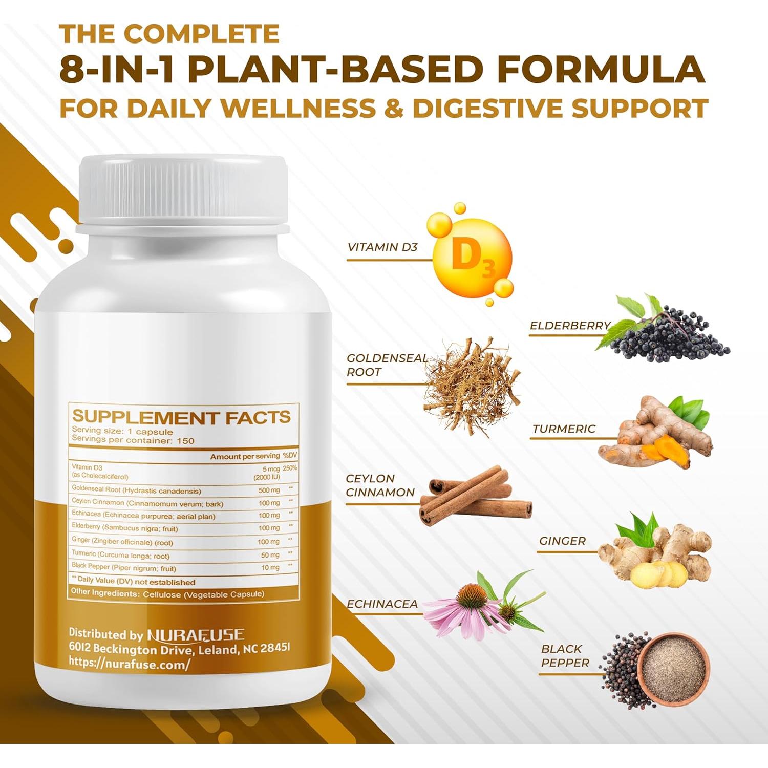 Suplemento 8-en-1 Sello Dorado NuraFuse 150 Cápsulas