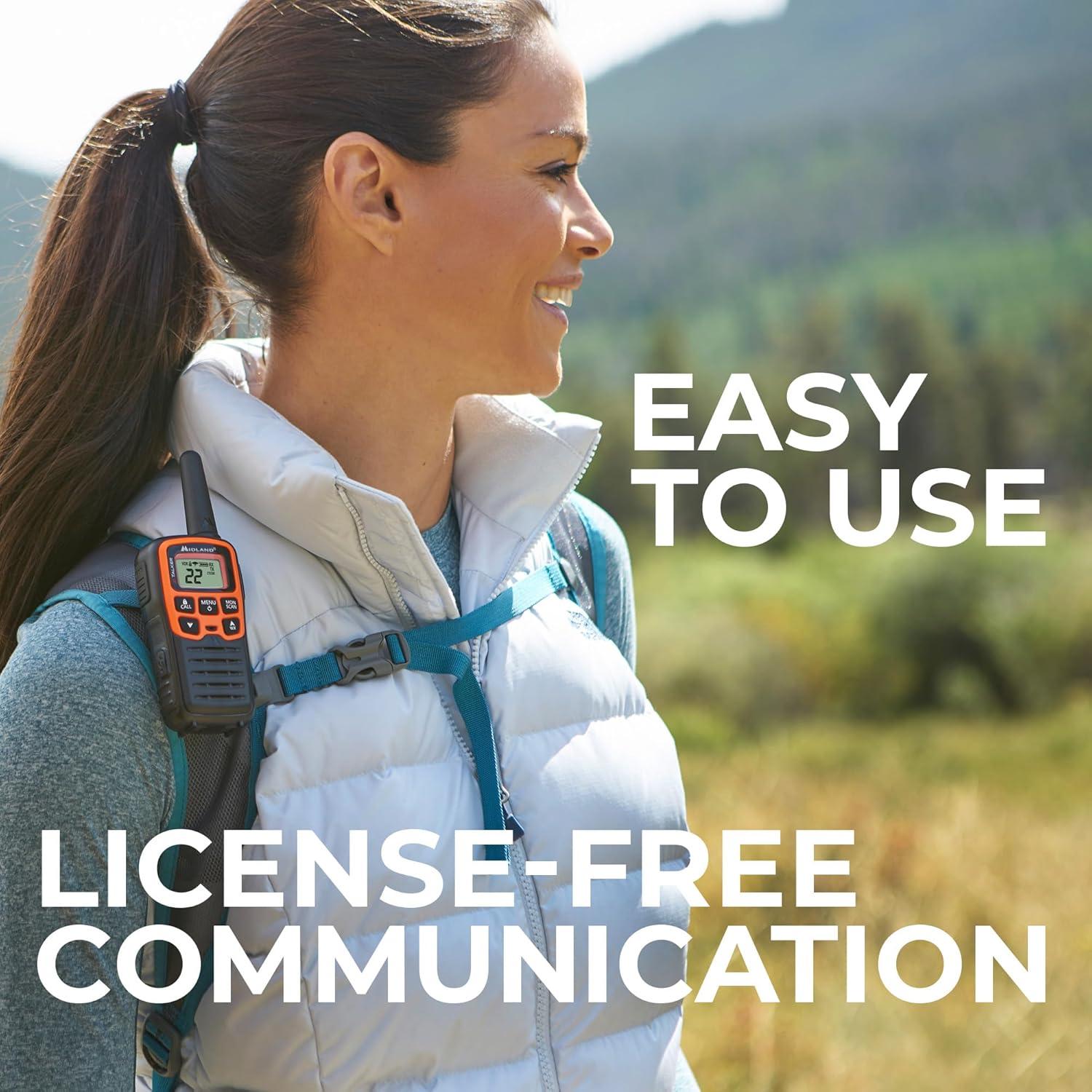 Midland- T51VP3 X-TALKER Spotting and Recovery Walkie-Talkie Long Range - FRS Two Way Radio for kids Caravanning with NOAA Weather Scan + Alert, 38 Privacy Codes - Black/Orange - 2 Pack