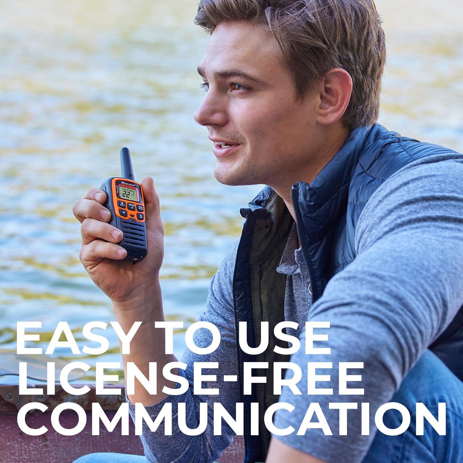 Midland- T51VP3 X-TALKER Spotting and Recovery Walkie-Talkie Long Range - FRS Two Way Radio for kids Caravanning with NOAA Weather Scan + Alert, 38 Privacy Codes - Black/Orange - 2 Pack