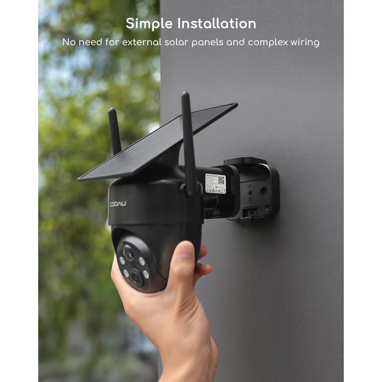 Cámara de Seguridad Solar COOAU C5 PRO 2K Inalámbrica IP66