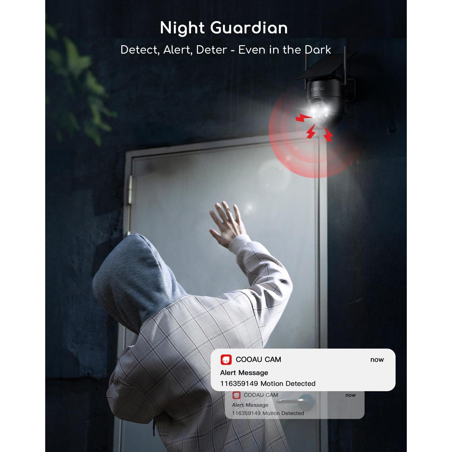 Cámara de Seguridad Solar COOAU C5 PRO 2K Inalámbrica IP66