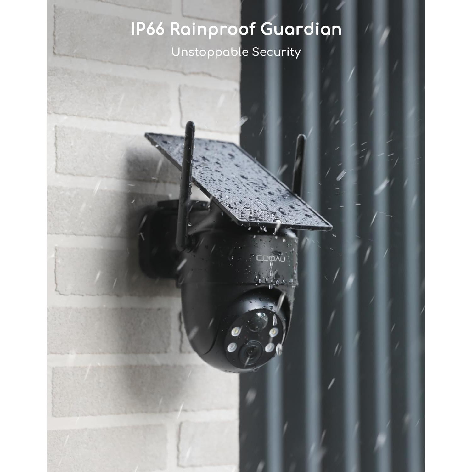 Cámara de Seguridad Solar COOAU C5 PRO 2K Inalámbrica IP66