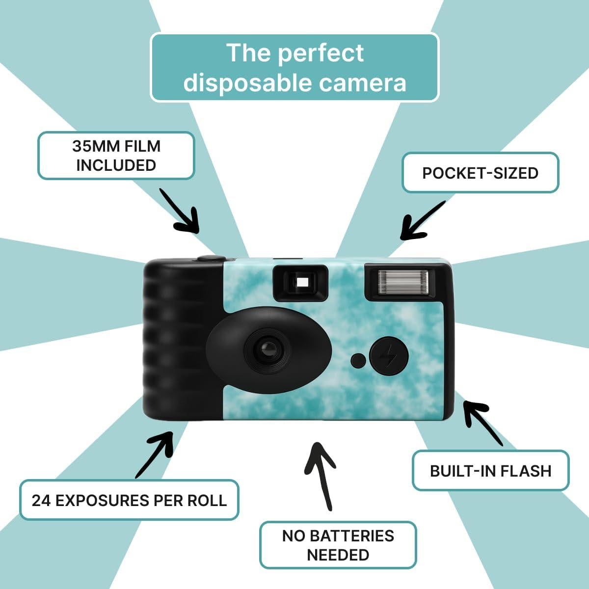 Cámara desechable Lensy 35mm 24 tomas con flash azul