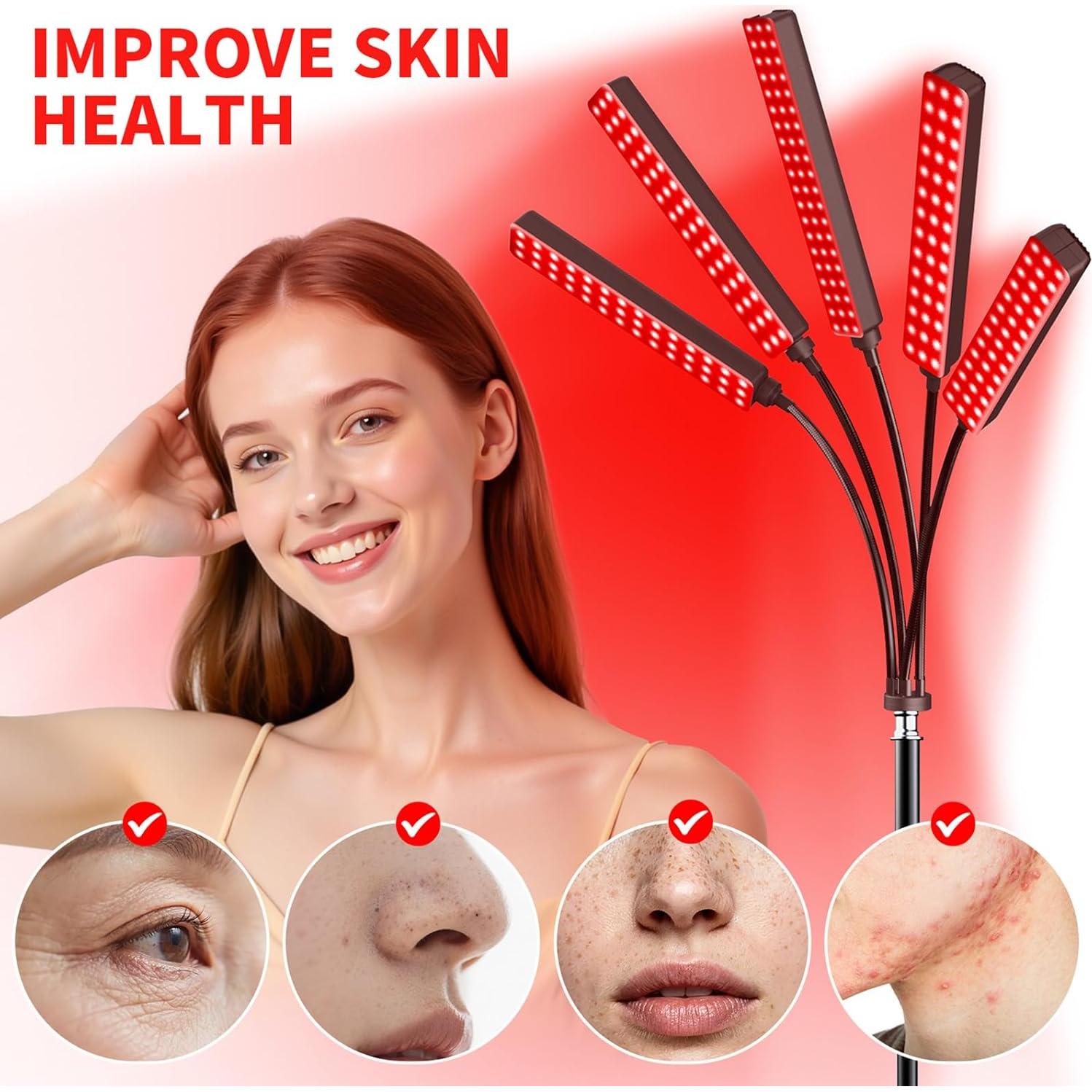 Lámpara de Terapia de Luz Roja FlaoAito 5 Cabezas 660nm 850nm