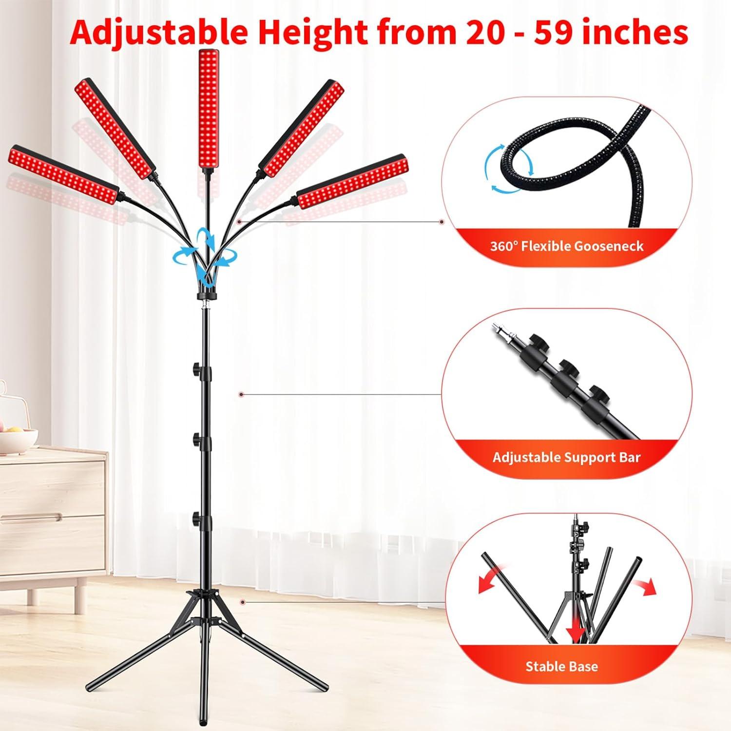 Lámpara de Terapia de Luz Roja FlaoAito 5 Cabezas 660nm 850nm