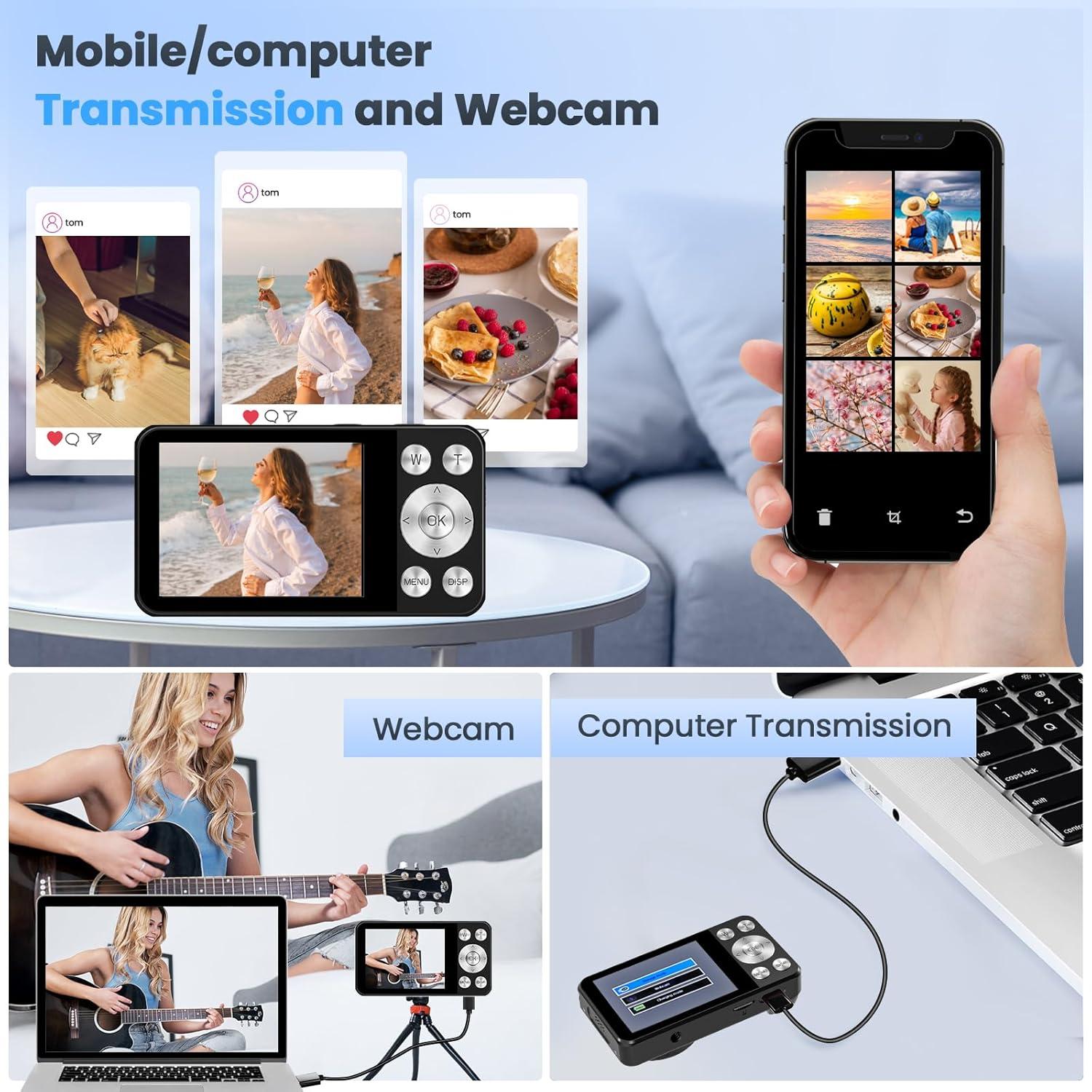 Cámara Digital Compacta Hoestr A60 64MP 4K 18x Zoom Negro