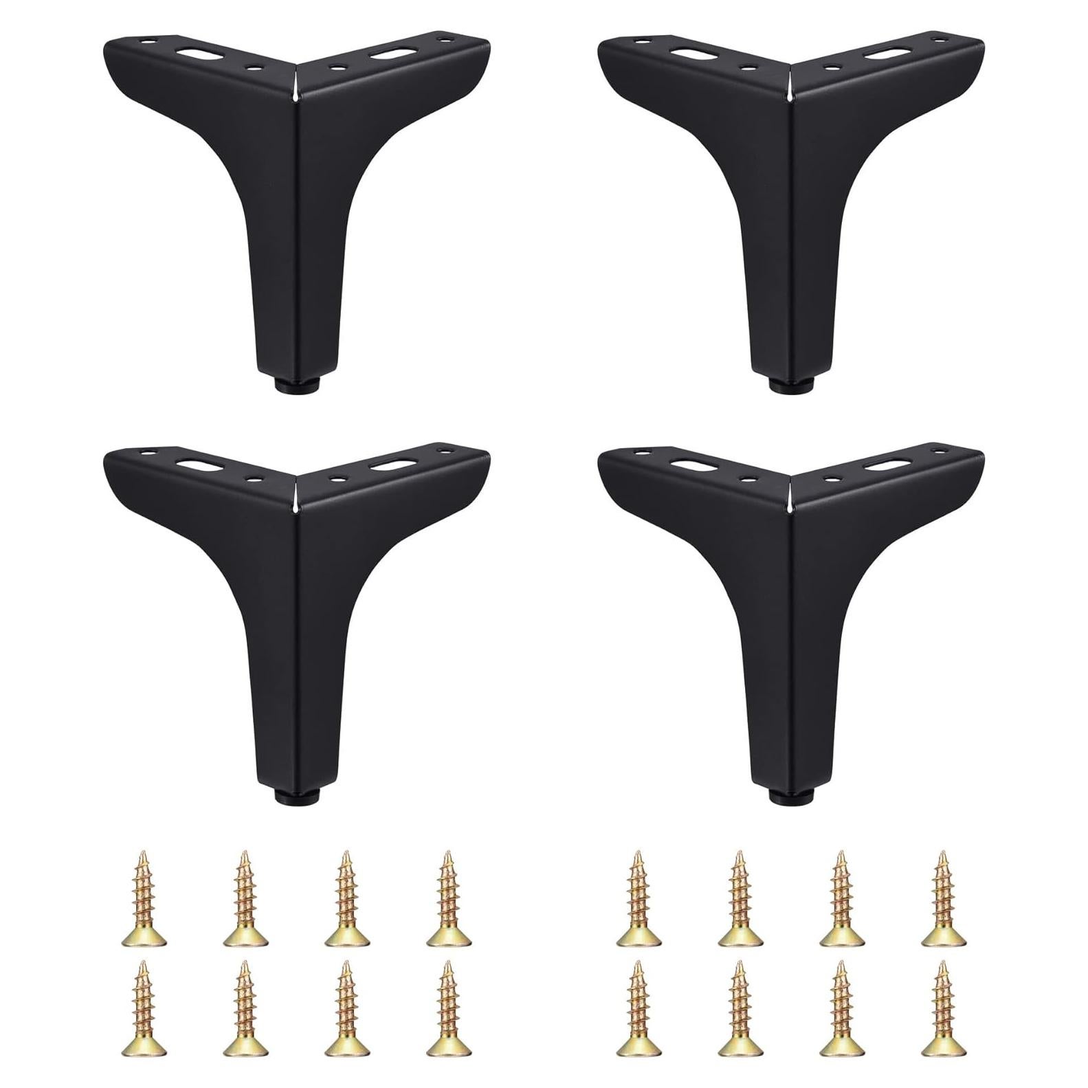 Patas de Mueble de Metal CozyCabin 10.16 cm Negras Juego de 4