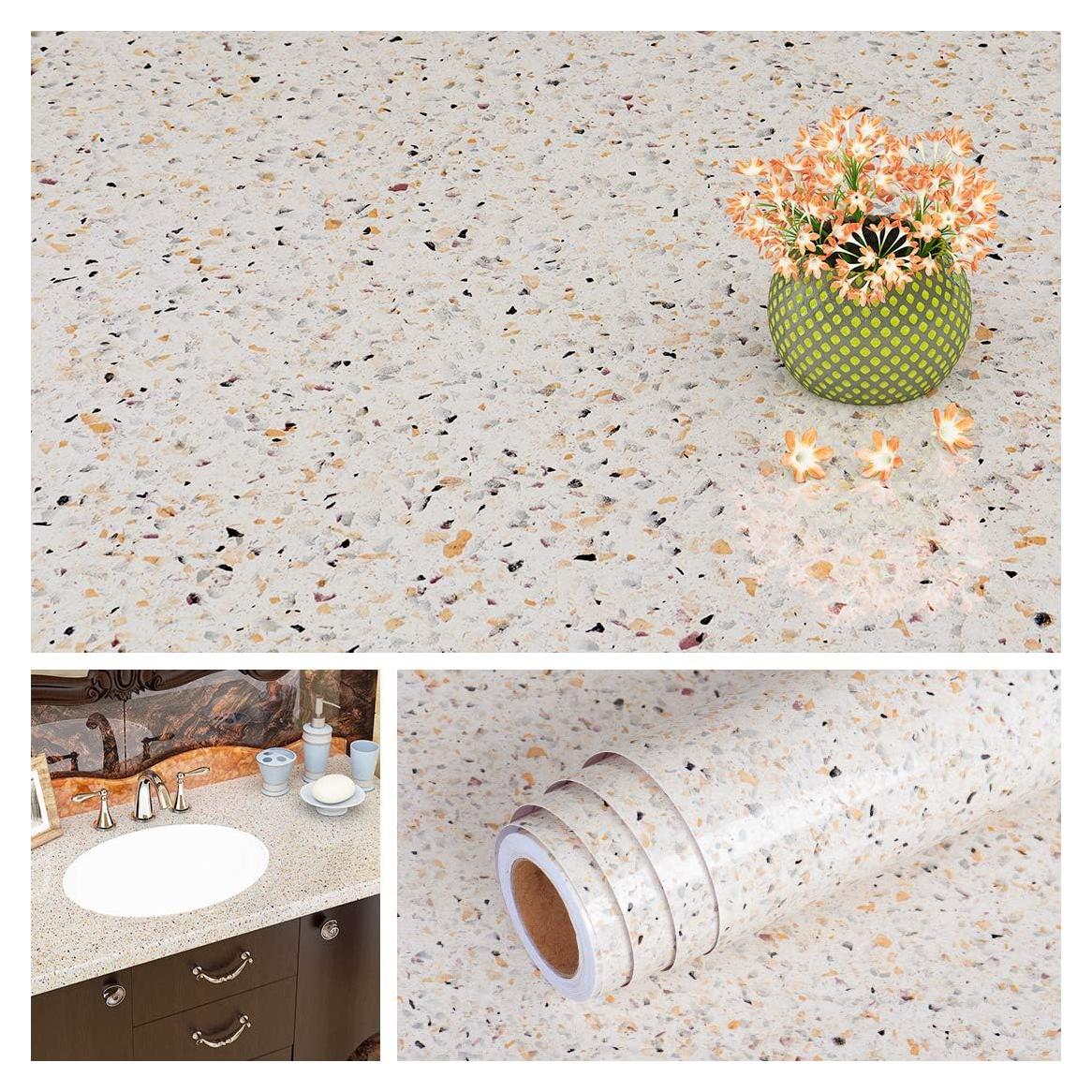 Papel Contacto Impermeable Livelynine Granito Dorado 40x200cm