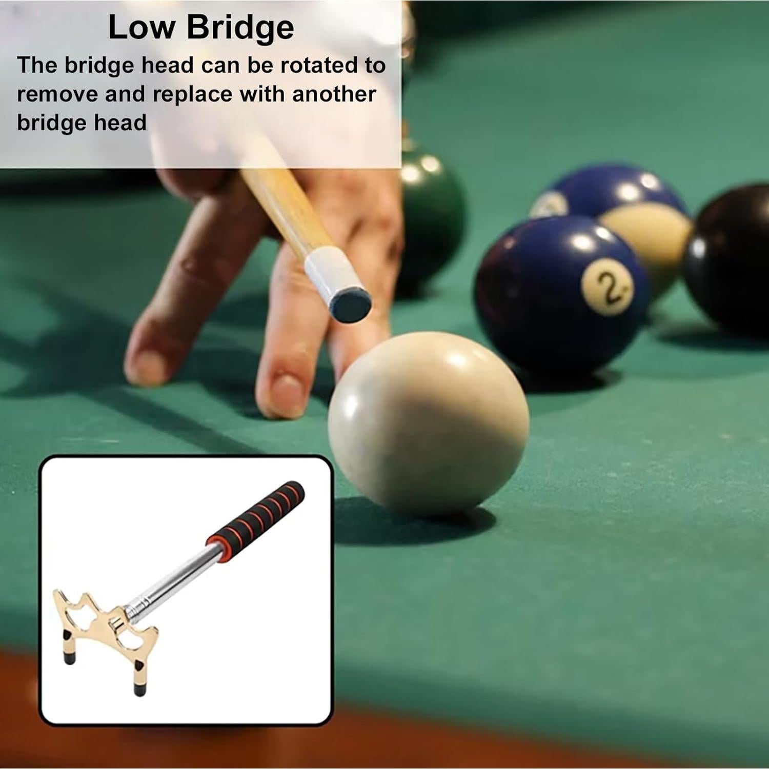 Puente de Billar Retráctil Yoqanr 35-150cm con Cabeza de Latón