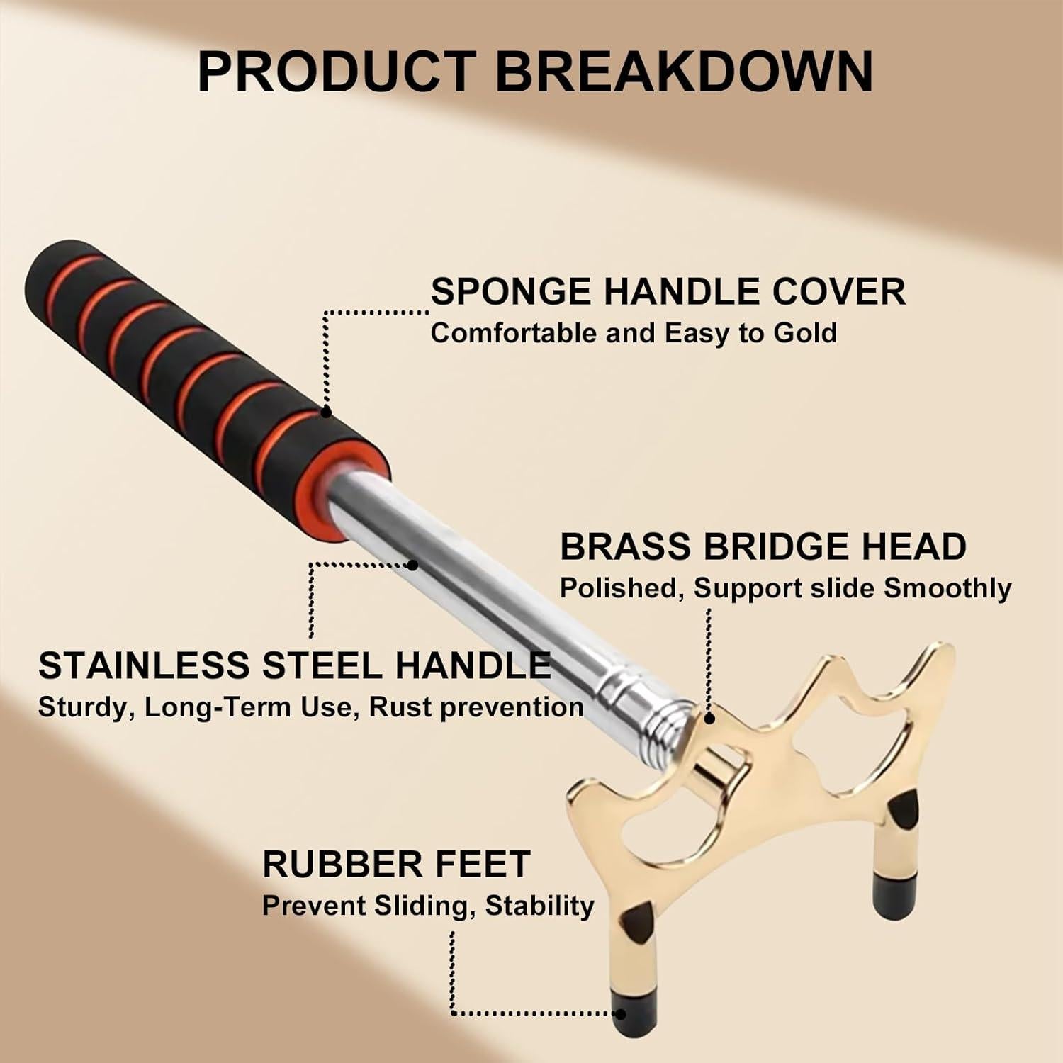 Puente de Billar Retráctil Yoqanr 35-150cm con Cabeza de Latón