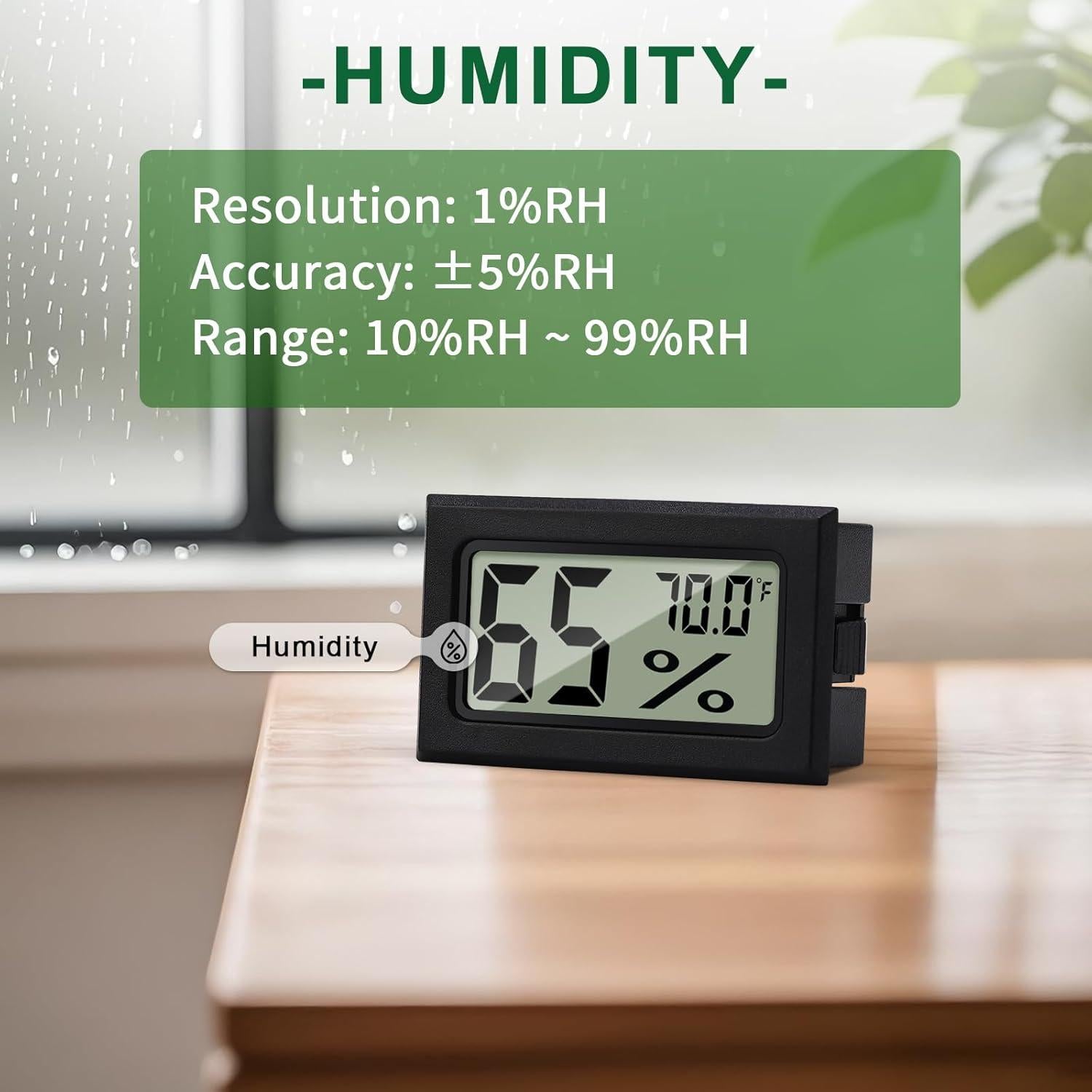 Higrómetro Digital Mini A02 Negro - Medidor de Humedad y Temperatura