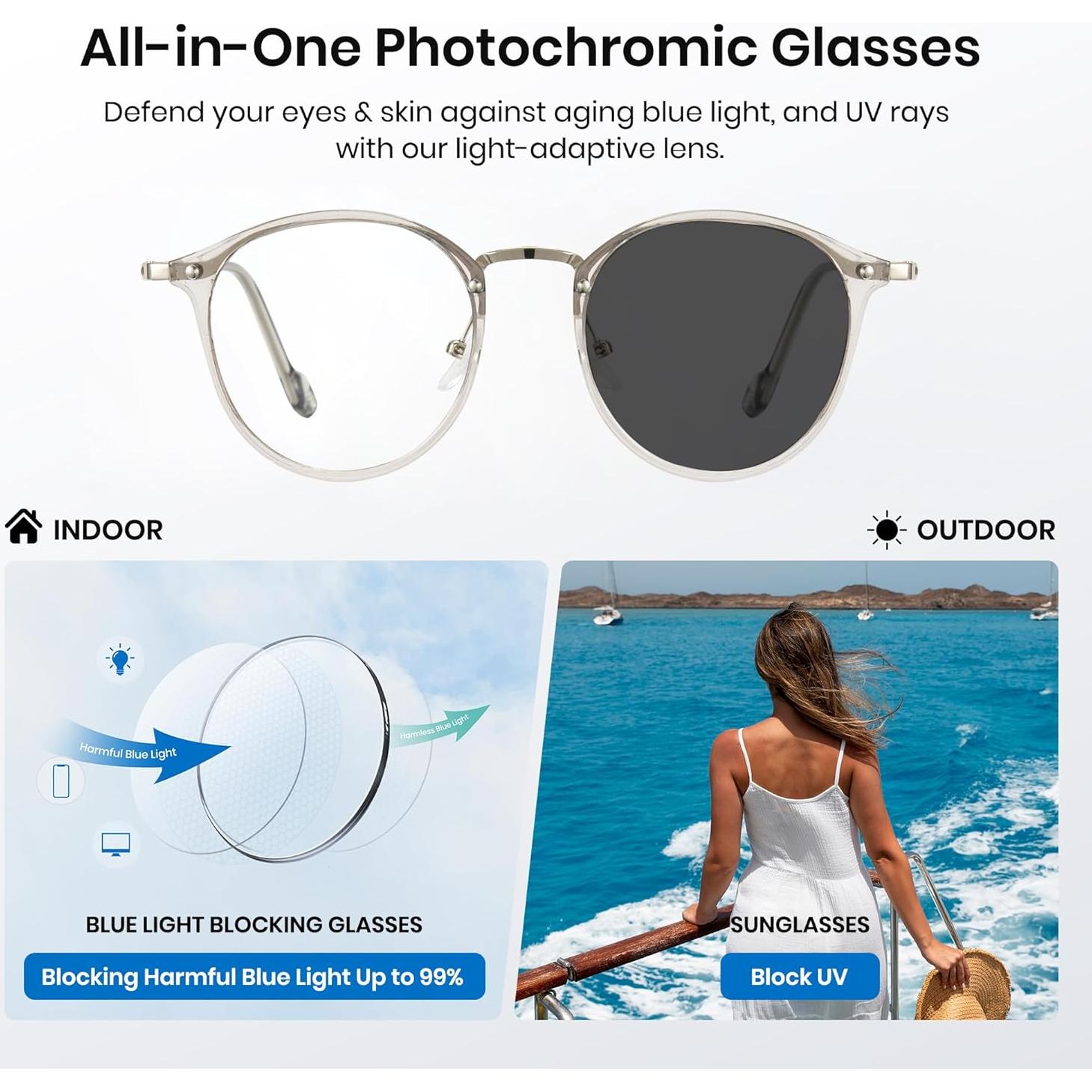 Gafas Fotocromáticas Cyxus UV y Luz Azul para Hombres y Mujeres