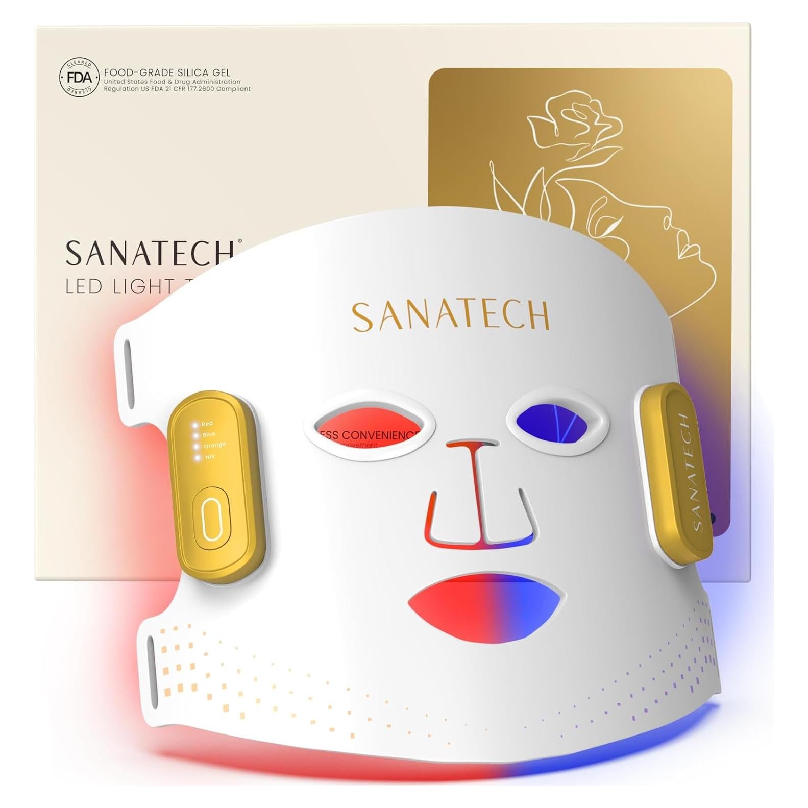 Máscara de Terapia de Luz Roja SanaTech LED Inalámbrica 5 Modos