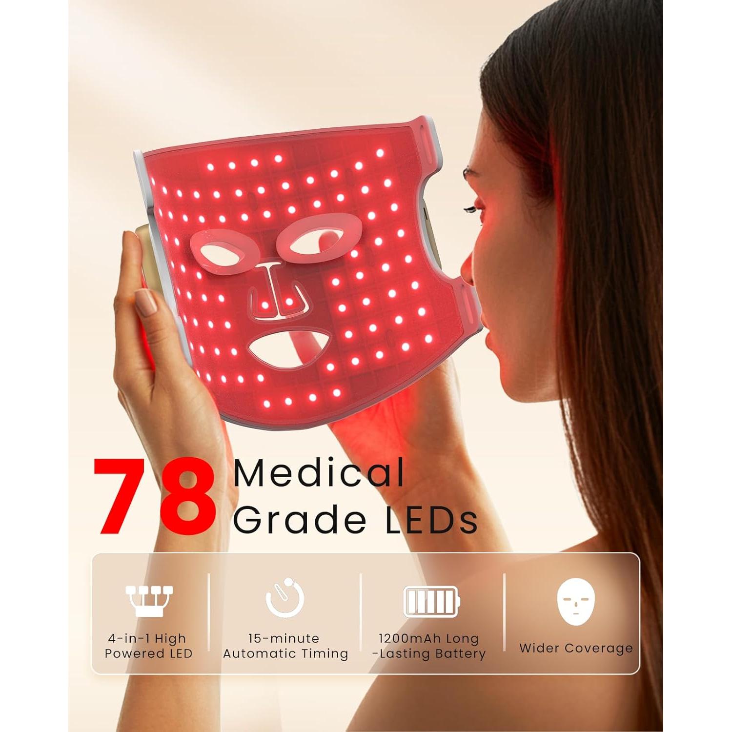 Máscara de Terapia de Luz Roja SanaTech LED Inalámbrica 5 Modos