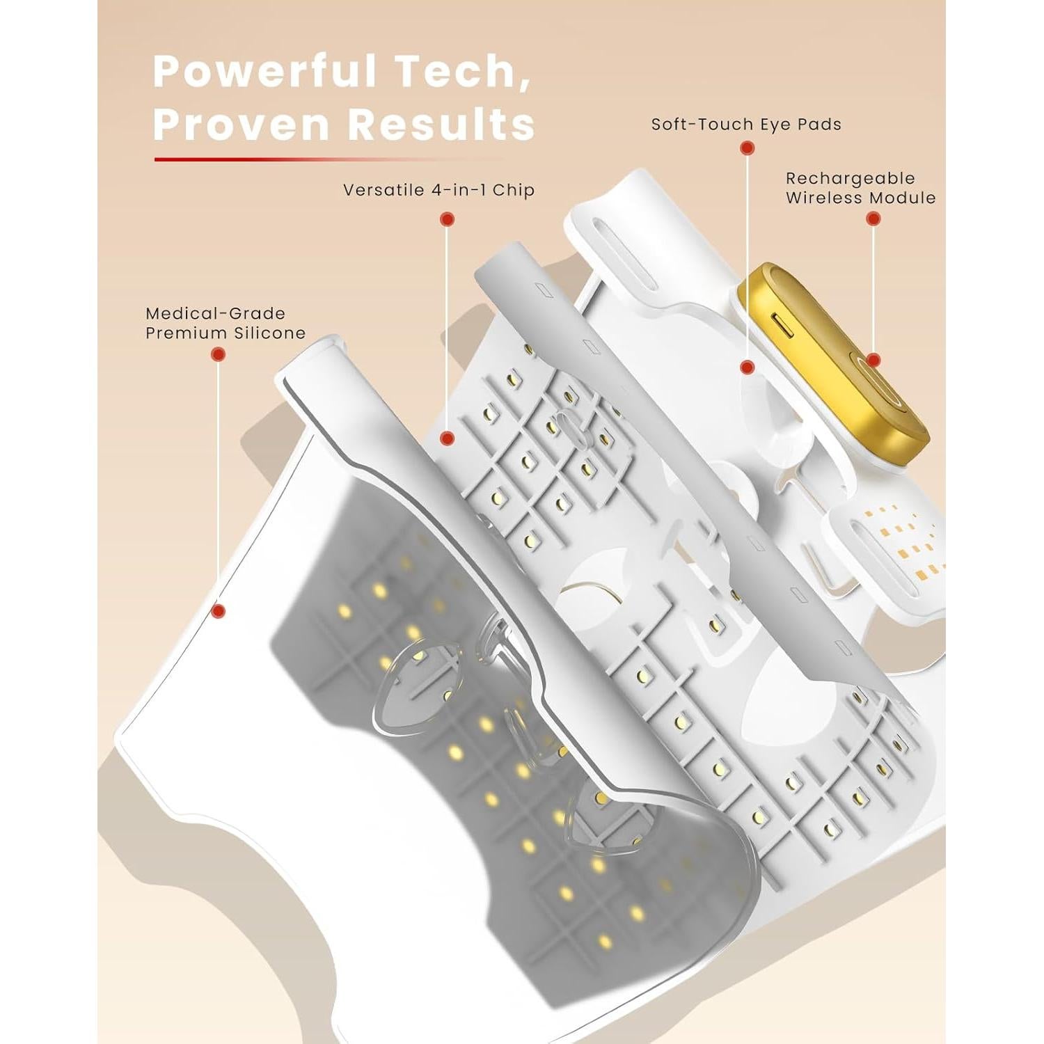 Máscara de Terapia de Luz Roja SanaTech LED Inalámbrica 5 Modos