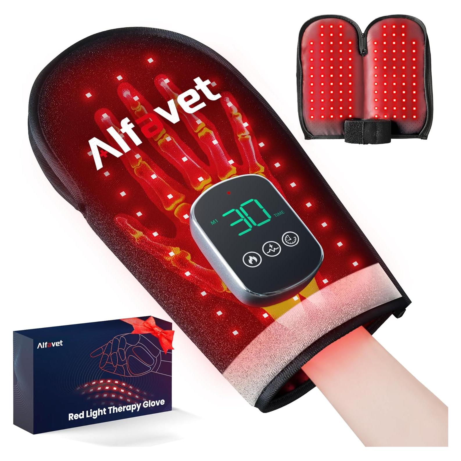 Guante Terapia Luz Roja Inalámbrico Alfavet 112 LEDs 5000mAh