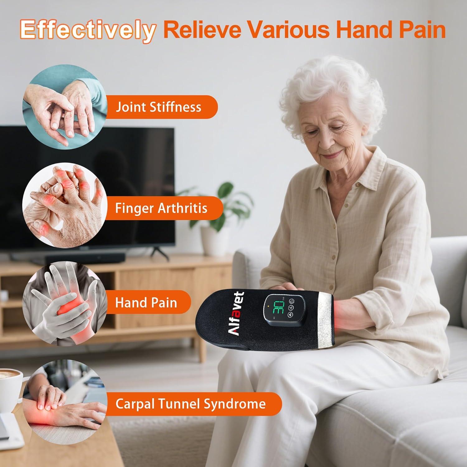 Guante Terapia Luz Roja Inalámbrico Alfavet 112 LEDs 5000mAh