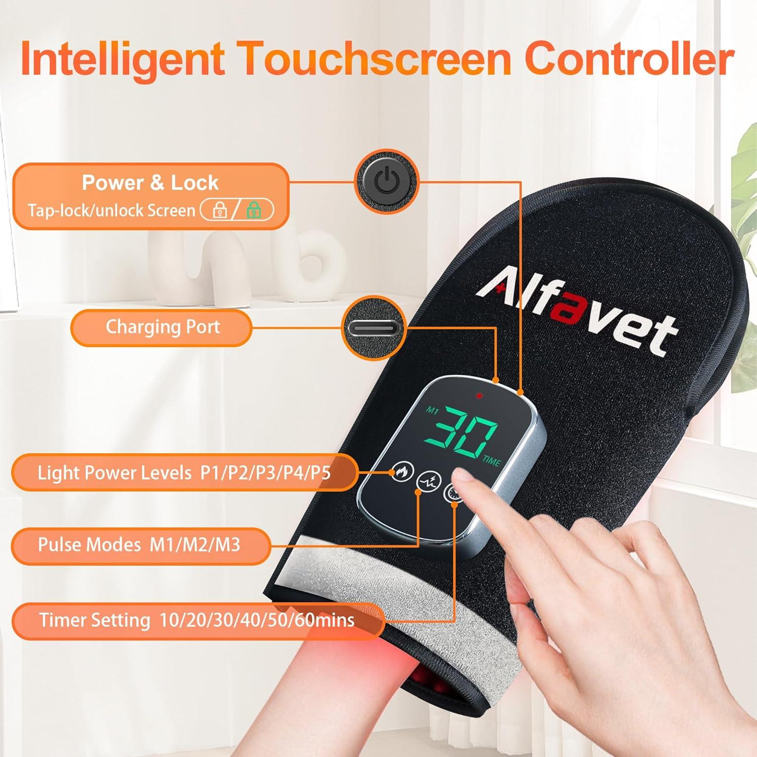 Guante Terapia Luz Roja Inalámbrico Alfavet 112 LEDs 5000mAh