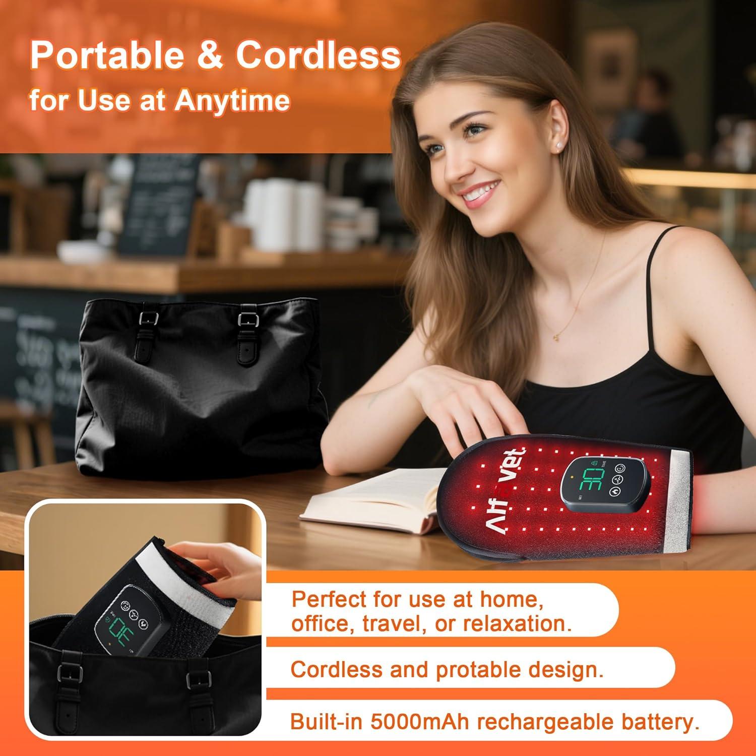 Guante Terapia Luz Roja Inalámbrico Alfavet 112 LEDs 5000mAh