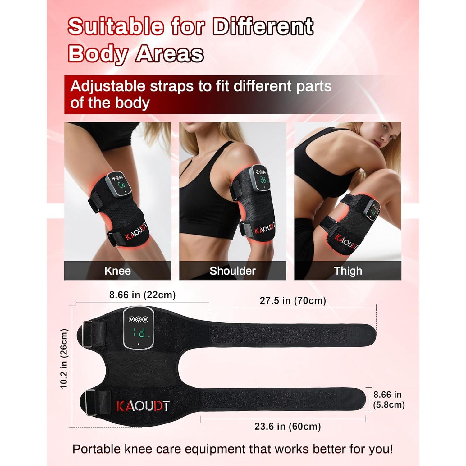 Masajeador de Rodilla Inalámbrico Kaoudt con Calor y Luz Roja