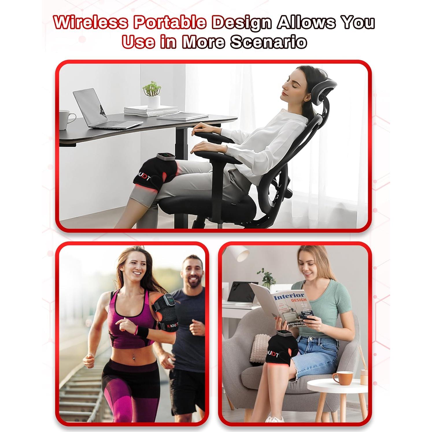 Masajeador de Rodilla Inalámbrico Kaoudt con Calor y Luz Roja