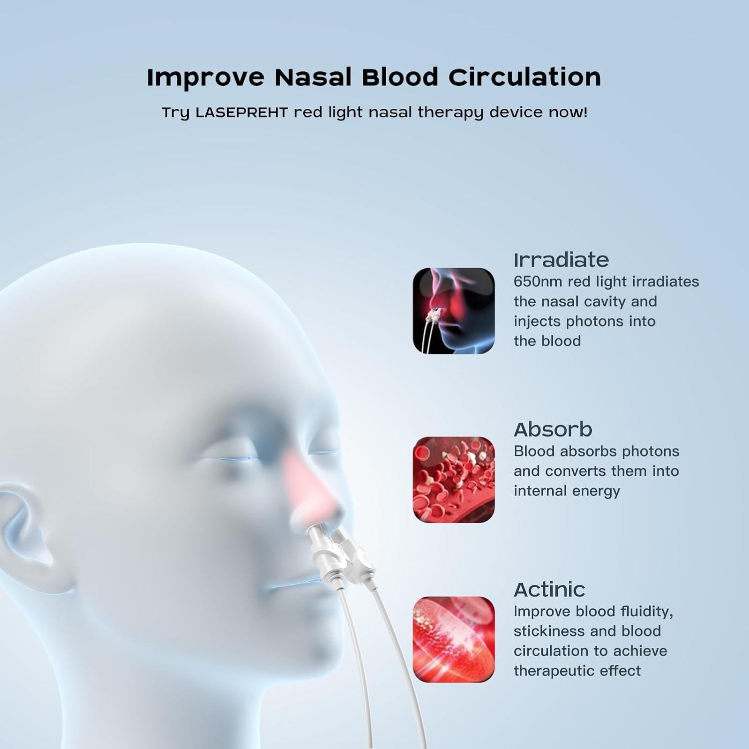 Dispositivo de Terapia de Luz Roja LASEPREHT para Nariz 650nm