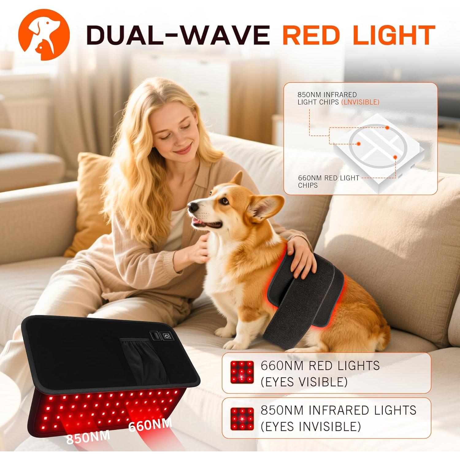 Cinturón de Terapia de Luz Roja Clocness 40.6x20.3cm 120 LEDs