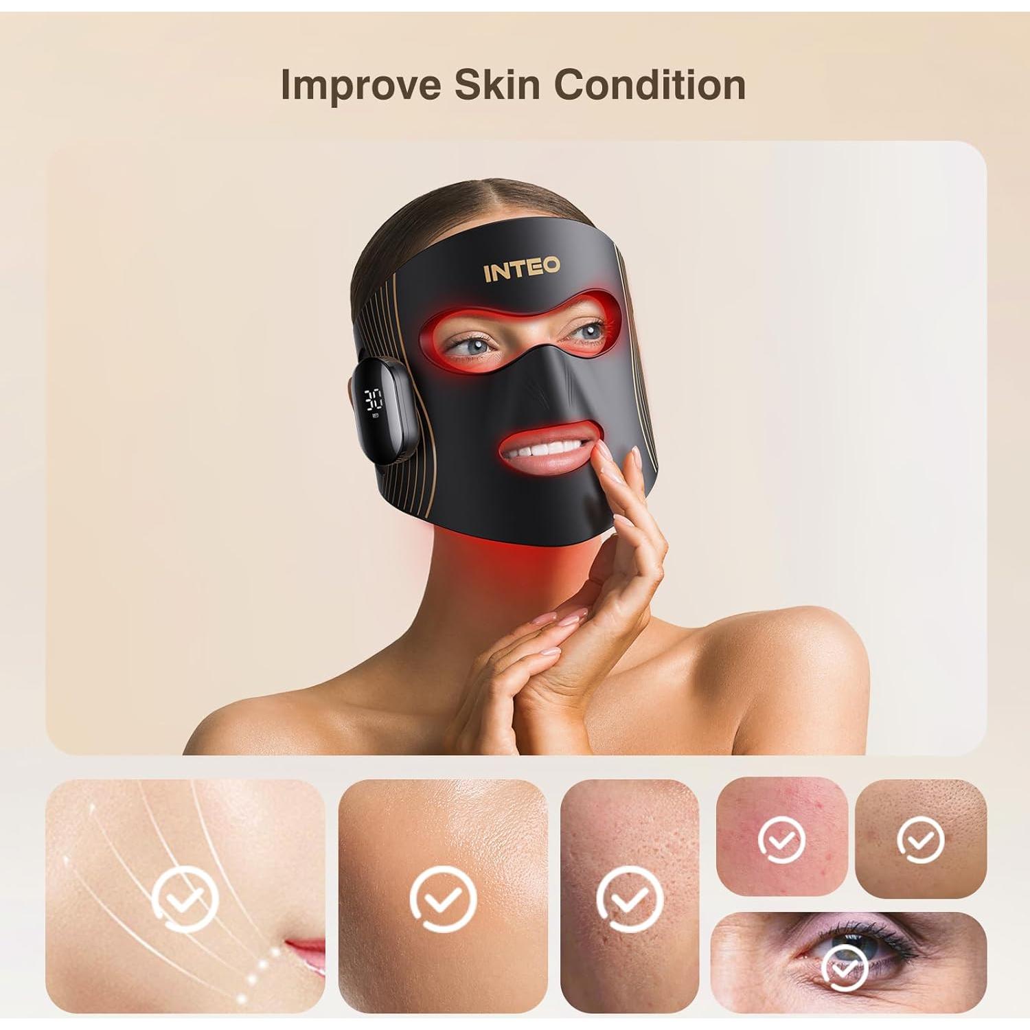 Máscara de Terapia de Luz Roja INTEO 4 Modos LED 850nm